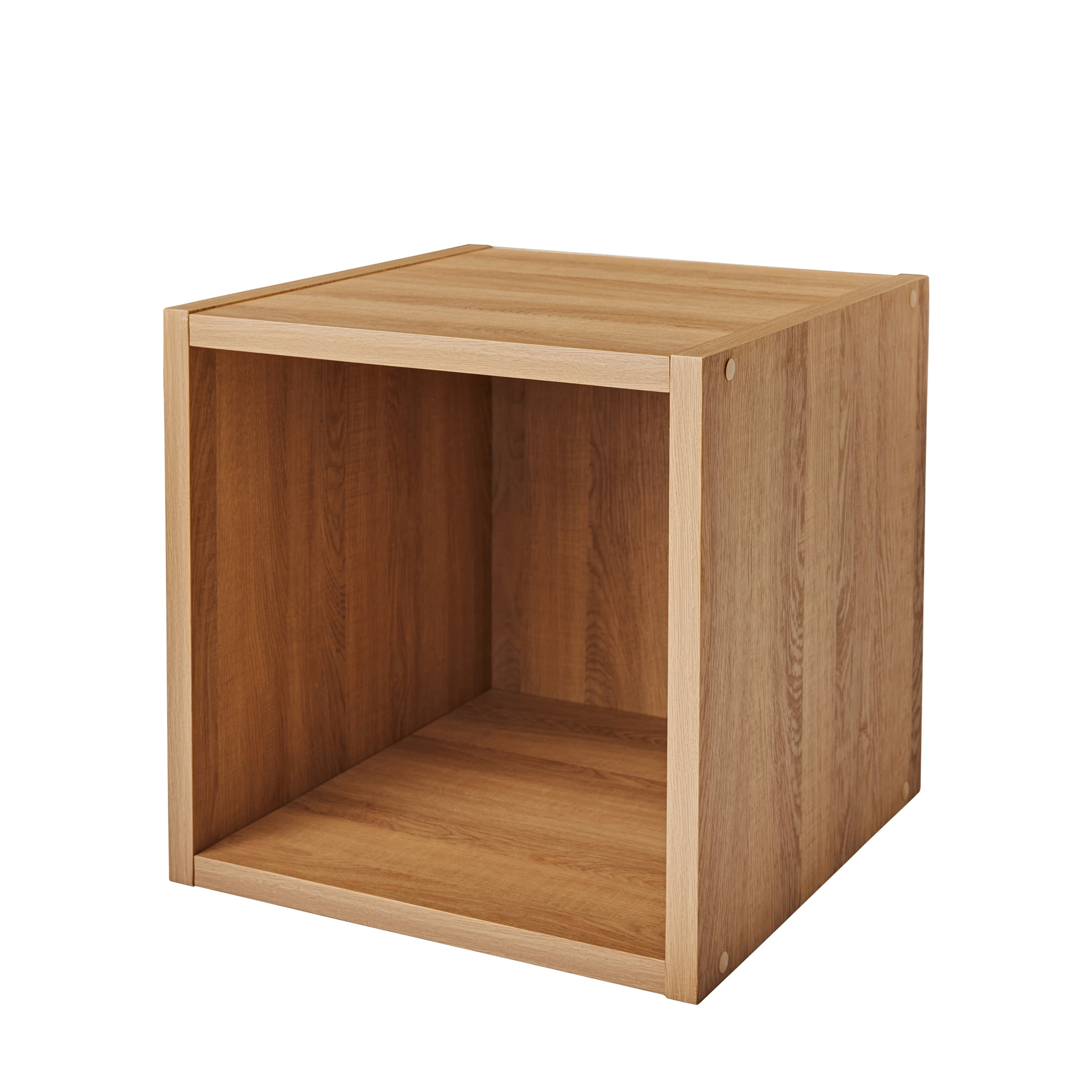 Better Homes & Gardens Wall Mounted Cube Shelves, Set of 4, Light Honey and White Textured Finish