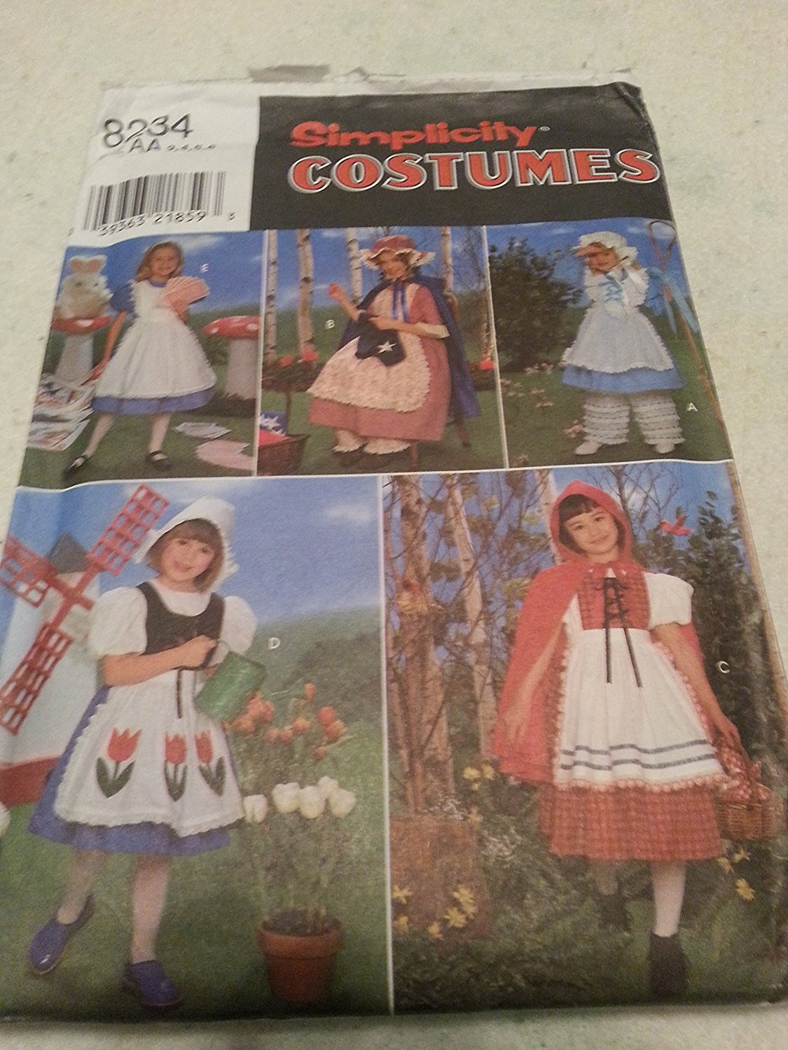 8234 Toddler Girls Nursery Rhymn Characters Costume Pattern Size 3 To 6 Riding Hood Bo Peep Dutch Girl Betty Ross Alice Little Po Peep By Simplicity Walmart Com Walmart Com