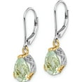 thumbnail image 2 of Sterling Silver And 14K Accent Green Quartz Leverback Earrings (28 X 8) Made In India qe6076, 2 of 5