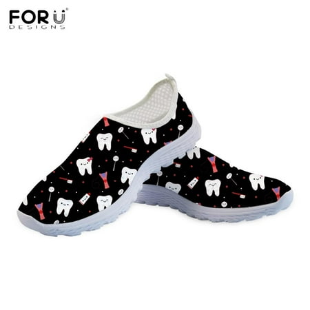

FORUDESIGNS Dentista Zapatos Mujer Women Cute Dentist Pattern Flats Mesh Shoes Woman Breathable Cartoon Female Summer Shoes 2024
