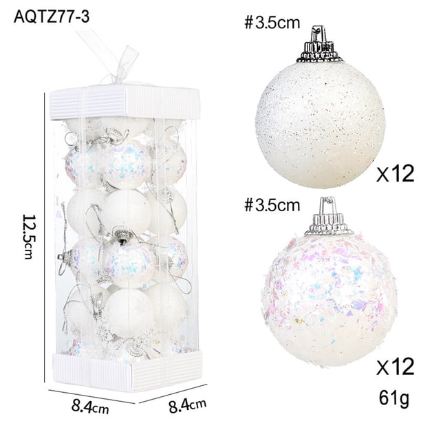 Xihbxyly Adorno para Árbol de Navidad, Bolas de Plástico Transparente, Adorno Conmemorativo, Elegante Cinta Colgante, Caja de Regalo Familiar, Decoración para Árbol de Navidad, Juego de 1 Caja