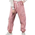 thumbnail image 4 of Weardear Women's Cotton Cargo Pants Elastic Waist Drawstring Pants Casual Joggers with Pockets, 4 of 6