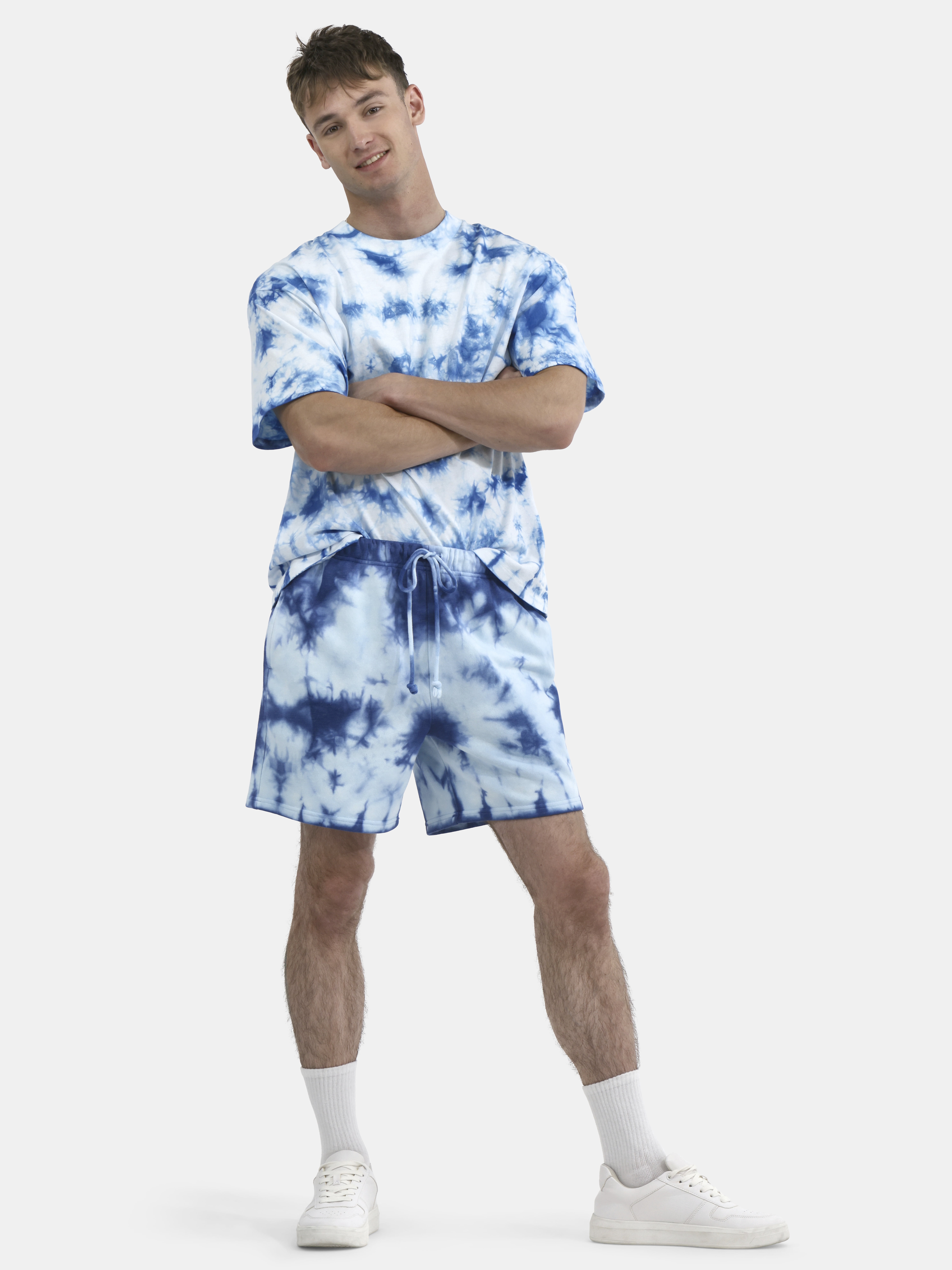 No Boundaries All Gender Pride Tie Dye Jogger Shorts, 6" Inseam, Men's Sizes XS-5XL