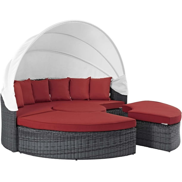 Modern Contemporary Urban Design Outdoor Patio Balcony Garden Furniture Lounge Daybed Sofa Bed Sunbrella Rattan Wicker Red Com Modern Contemporary Urban Design, Outdoor Patio Bed Furniture