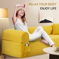 thumbnail image 3 of VFD Floor Couch - 3 Seats Compression Sofa with Pillows Hybrid Sofa Pocketed Spring, Yellow, 3 of 11