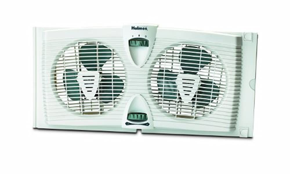 HOLMES Dual Blade Twin Window Fan 2 Speed Setting White