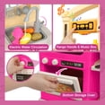 thumbnail image 6 of Wisairt Play Kitchen Set, 2.7FT Tall Kids Play Kitchen w/ Realistic Lights Sounds Simulation Spray for Toddlers Girls Boys Gift, Pink - 26x9.4x32.7in, 6 of 6