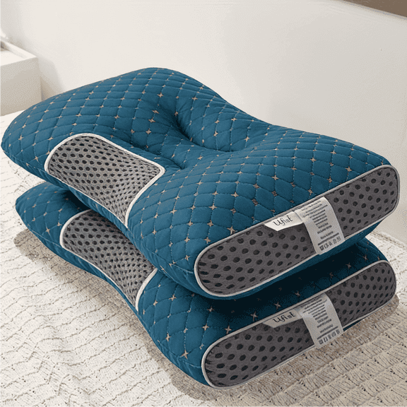 2 Pcs (Buy 1 Get 1 Free) Grade Soft Massage Neck Pillow - Adjustable Orthopedic Cervical Support with Removable Machine-Washable Cover, Ultrasound Massage for Sleep Comfort, Lightweight for Travel