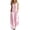 Pink, variant on Summer Womens Jumpsuit Striped Sleeveless V-neck Button Up Cardigan Wide Legs Pockets Pants Casual Jumpsuit