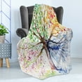 thumbnail image 4 of Tree Soft Flannel Fleece Throw Blanket, Watercolor Nature Colorful Blooming Branches 4 Seasons Themed Illustration Print, Cozy Plush for Indoor and Outdoor Use, 60" x 80", Multicolor, by Ambesonne, 4 of 5
