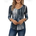thumbnail image 4 of SOMER Womens Tops 3/4 Sleeve V Neck Blouses Casual Shirts Loose Fit Tunic Tops for Going Out, 4 of 6