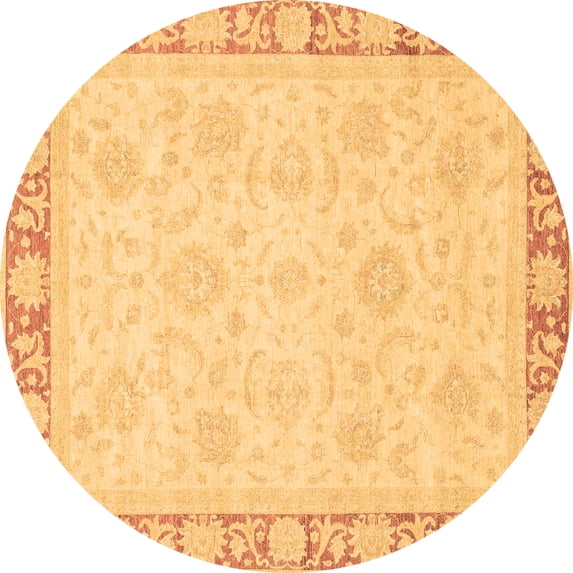 Ahgly Company Indoor Round Abstract Brown Modern Area Rugs, 5' Round