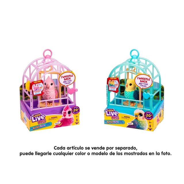 Mascota de Juguete Pájaro con Jaula Little Live Pets Movimientos y Sonidos Interactivo varios modelos 1 pieza