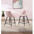 thumbnail image 2 of Counter Stool Chair, Set of 2, Velvet, Pink, Modern Contemporary Urban Design, Bar Pub Cafe Bistro Hotel Restaurant Hospitality, 2 of 9