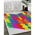 thumbnail image 3 of Ahgly Company Machine Washable Indoor Square Transitional Rogue Pink Area Rugs, 5' Square, 3 of 7