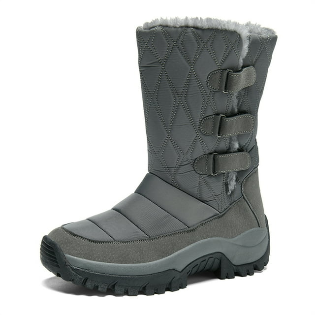 YOURDIARY Womens Snow Boots Outdoor Waterproof Winter Hiking Boots Faux Fur Lining Hook & Loop Closure