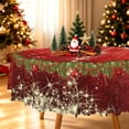 thumbnail image 2 of Duangreer Red Christmas 60''Round Tablecloth, Retro Star Wreath Print Washable Picnic Table Cover for Holiday Party Dining, Indoor and Outdoor, 2 of 6