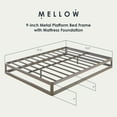 thumbnail image 2 of Mellow 9-Inch Metal Platform Bed Frame with Mattress Foundation, King, Gray, 2 of 12