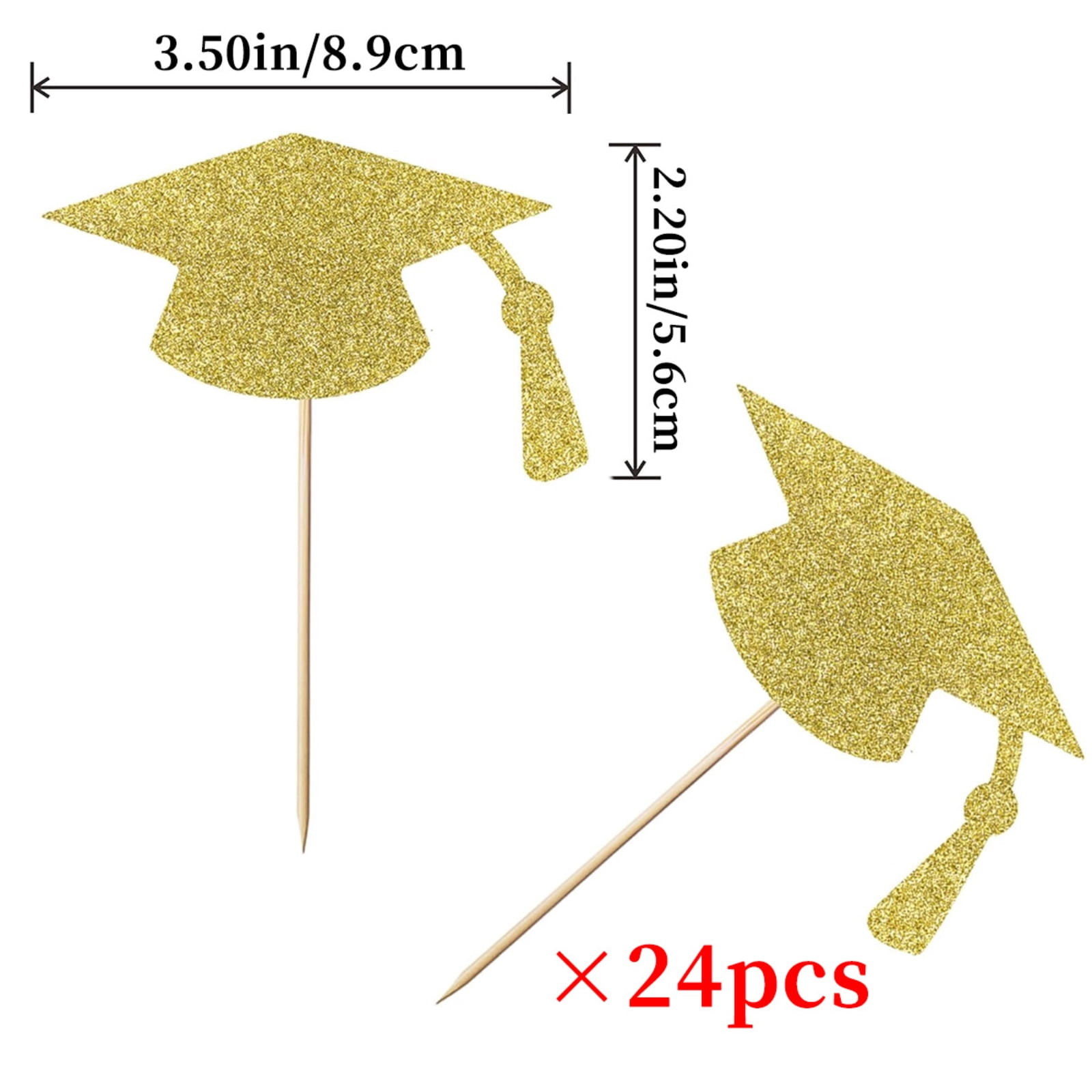 Cthrlog Graduation Party Decorations 2026 Graduation Decorations Doctoral Hat Cake Plaque Set for Graduation Gifts and Celebration Events 24PCS Black Tassel Cake Topper Signs