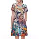 thumbnail image 1 of Disketp Vibrant Leopard In Flowers para Vestido de Manga Corta para Mujeres, Vestidos de Verano para Mujeres, Casual y Holgado para la Playa, 1 of 6