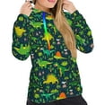 thumbnail image 5 of Yiaed Dinosaurs and Tropical Leaves and Flowers Print Womens Casual Hoodies Crew Neck Long Sleeve Sweatshirts With Pocket Pullover Tops Women's Hooded Sweatshirt-Medium, 5 of 5