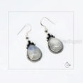 thumbnail image 3 of Rainbow Moonstone Earring, Womens Drop Earring, 925 Sterling Silver Earring, Anniversary Gift, Christmas, Thanksgiving, Genuine Birthstone, Silver Drops, Oxidized Earring, Handmade Tibetan Jewelry, 3 of 3