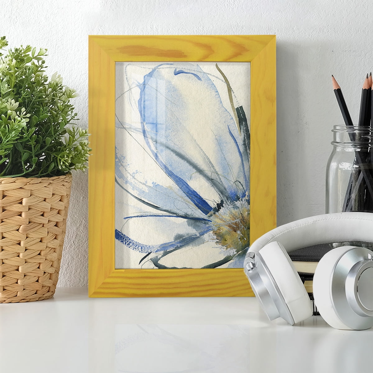 Cobalt & Paynes Petals I - Framed Print w/glass - Sunflower Yellow