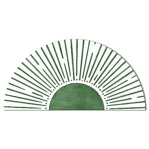 24*16inches Boho Orange Sun Sunrise Sunshine Half Round Door Mat Bath Mat Bohemian Mid Century Modern Half Circle Area Rug Indoor Doormat Non Slip Bathroom Rugs Entrance Floor Mats Home Decor Rug