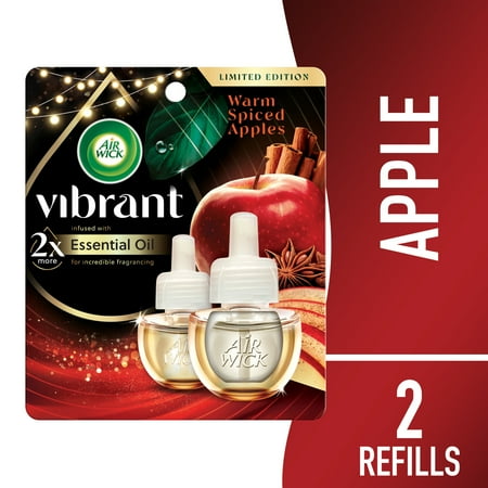 Air Wick Vibrant Plug in Scented Oil Refill 2 Count Warm Spiced Apples