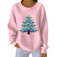 thumbnail image 3 of Yteetum Chandails en Molleton de Noël pour Femmes, Col Rond, Tricot Côtelé, Chandail Sans Capuche, Imprimé Graphique, Manches Longues, 3 of 5