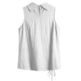 thumbnail image 5 of VBVC Women's Cotton Linen Side Ruched Tank Top , Ladies' Sleeveless Cowl Neck Tunic Blouse , Summer Casual Elegant Vacation Shirt For Women,White,S-2XL, 5 of 9