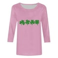 thumbnail image 4 of T-Shirt Ample à Manches Trois-Quarts et Col Rond Imprimé pour la Saint-Patrick pour Femmes, 4 of 5