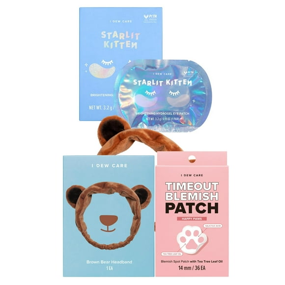 I DEW CARE Ensembles de Soins du Visage - Chaton Étoilé & Pattes Heureuses & Bandeau Patch pour les Yeux Patchs Mignons pour Boutons Traitement Hydratant pour Boutons du Visage