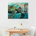 thumbnail image 3 of COMIO Bathroom Decor Sea Turtle Canvas Wall Art Marine Theme Style Artwork Ocean Animal Sea Life Turtle Paintings Modern Home Decor Stretched on Canvas Framed Artwork, 3 of 5