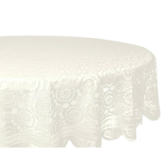 DII Cream Vintage Polyester Lace Tablecloth 63 Round