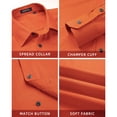 thumbnail image 2 of HISDERN Mens Dress Shirt and Tie Handkerchief Set Classic Formal Long Sleeve Shirts Orange, 2 of 9