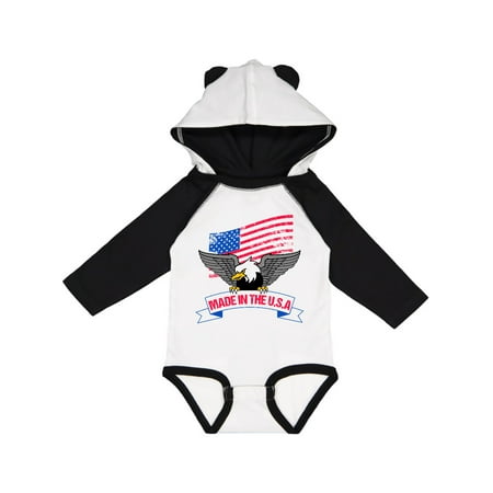 

Inktastic American Flag Made in The USA with Bald Eagle Gift Baby Boy or Baby Girl Long Sleeve Bodysuit