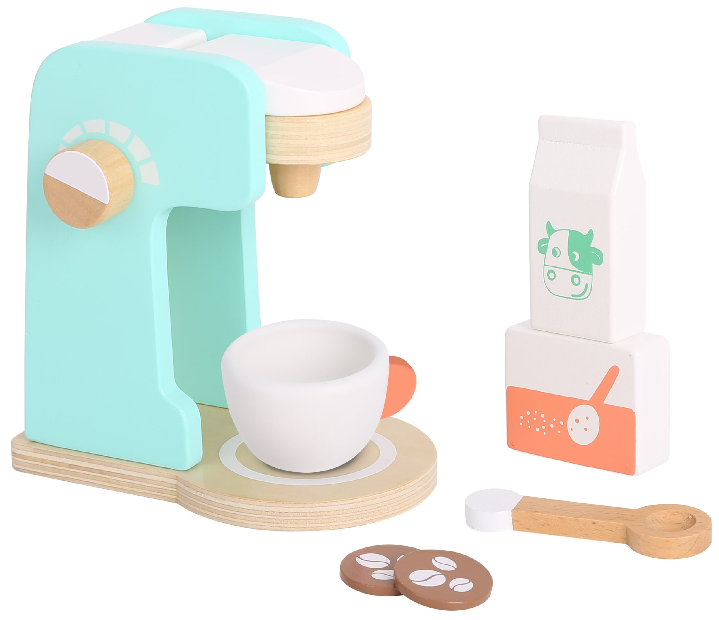 TOOKYLAND Wooden Coffee Maker Playset 7pcs Coffee Making Play