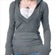 thumbnail image 2 of Sudadera con Capucha para Mujer, de Otoño, de Larga, Holgada, con Encaje, Cuello en V y Bolsillos. Gris M, 2 of 6