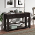 thumbnail image 2 of Jopath 48" Modern Buffet Sideboard with 3 Storage Drawers and 2 Shelves, Solid Pine Wood Top Console Sofa Table for Living Room Kitchen Dining Room Entryway Hallway(Black), 2 of 9