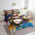 thumbnail image 3 of Feelyou Baseball Game Bedding Comforter Set 7 Pieces for Boy, Chic Graffiti Splash Full Bedding Set, Vintage Oil Printing Reversible Fitted Sheet Flat Sheet, Luxury Bedroom Decor, 3 of 7