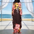 thumbnail image 7 of Alkepwun Plus Size Swimsuit Cover up Women's Floral Print Beach Kimono Swimsuit Cover up Lightweight Breathable V Sleeve Batwing Sleeve Loungewear Loose Sun Protection Beach Robe, 7 of 7
