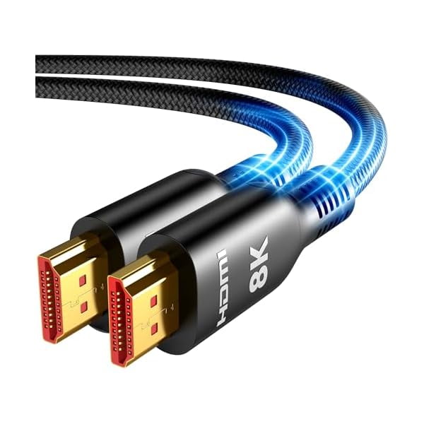 wonima22 8K Fiber Optic Long HDMI Cable 65FT, 48Gbps HDMI 2.1 Ultra High Speed HDMI Cord Braided -8K@60Hz 4K@120Hz Dynamic HDR/eARC/HDCP 2.2&2.3/3D, Compatible for PS5/Monitor/Projector/DVD Player