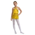 thumbnail image 3 of Raenseen Costume de Danse Jazz Rumba Samba pour Filles Enfants Robe de Danse Latine à Paillettes Ourlet à Franges Ballet Or 12, 3 of 7