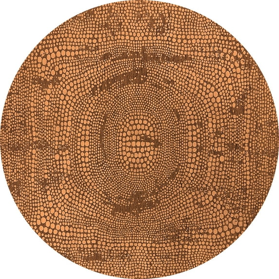 Ahgly Company Indoor Round Oriental Orange Industrial Area Rugs, 8' Round