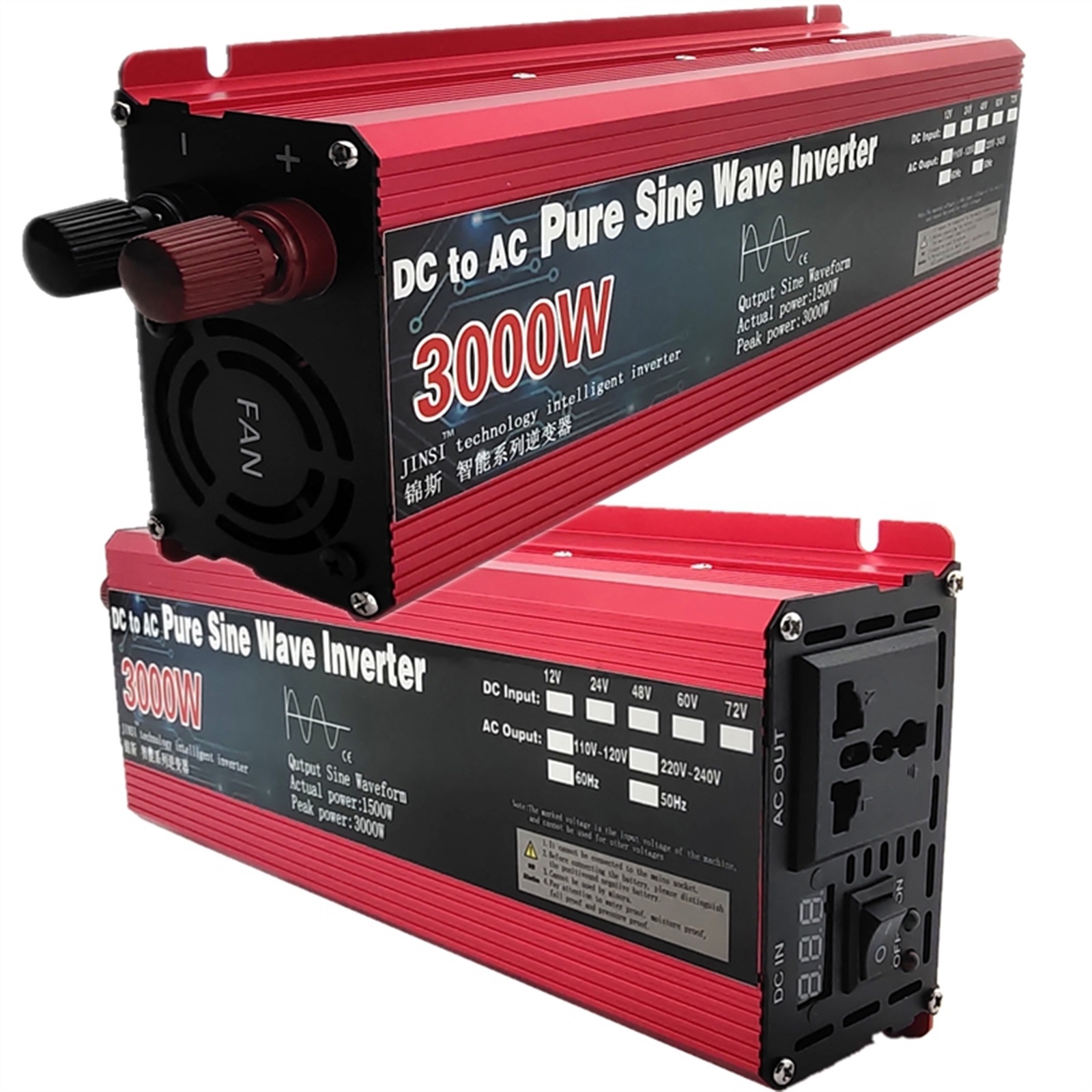 Pure Sine Wave Inverter DC 12v/24v 1000W 1600W 2000W 3000W Portable Power Bank Converter Solar Inverter ,Portable Design