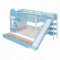 thumbnail image 5 of Full-Over-Full Castle Style Bunk Bed - 2 Drawers 3 Shelves & Slide - Blue, 5 of 26