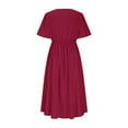 thumbnail image 5 of Penkiiy Women's Summer V-Neck Dress | Cotton-Like Linen Blend, Lightweight & Breathable | Trendy Casual & Vacation Essential 2XL Wine, 5 of 6