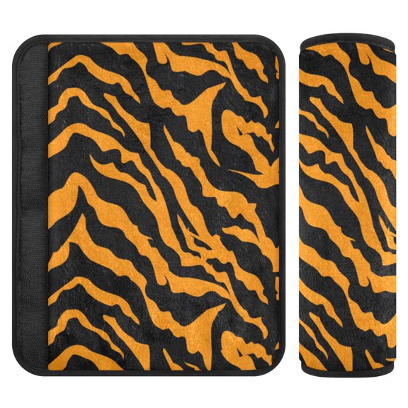 ALAZA Tiger Print Background Car Seat Belt Adjuster Neck Covers Shoulder Cushions Pads S