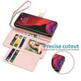 thumbnail image 3 of Wallet Card Case for iPhone 13 Pro PU Leather Wallet Case Cover [Stand Feature] with Wrist Strap and [6-Slots] ID&Credit Cards Pocket for iPhone 13 Pro 6.1 inch - Rose, 3 of 5
